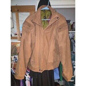 Men's Vintage Suede Leather Bomber Jacket Size fits XL * 80s in Amazing Shape!!